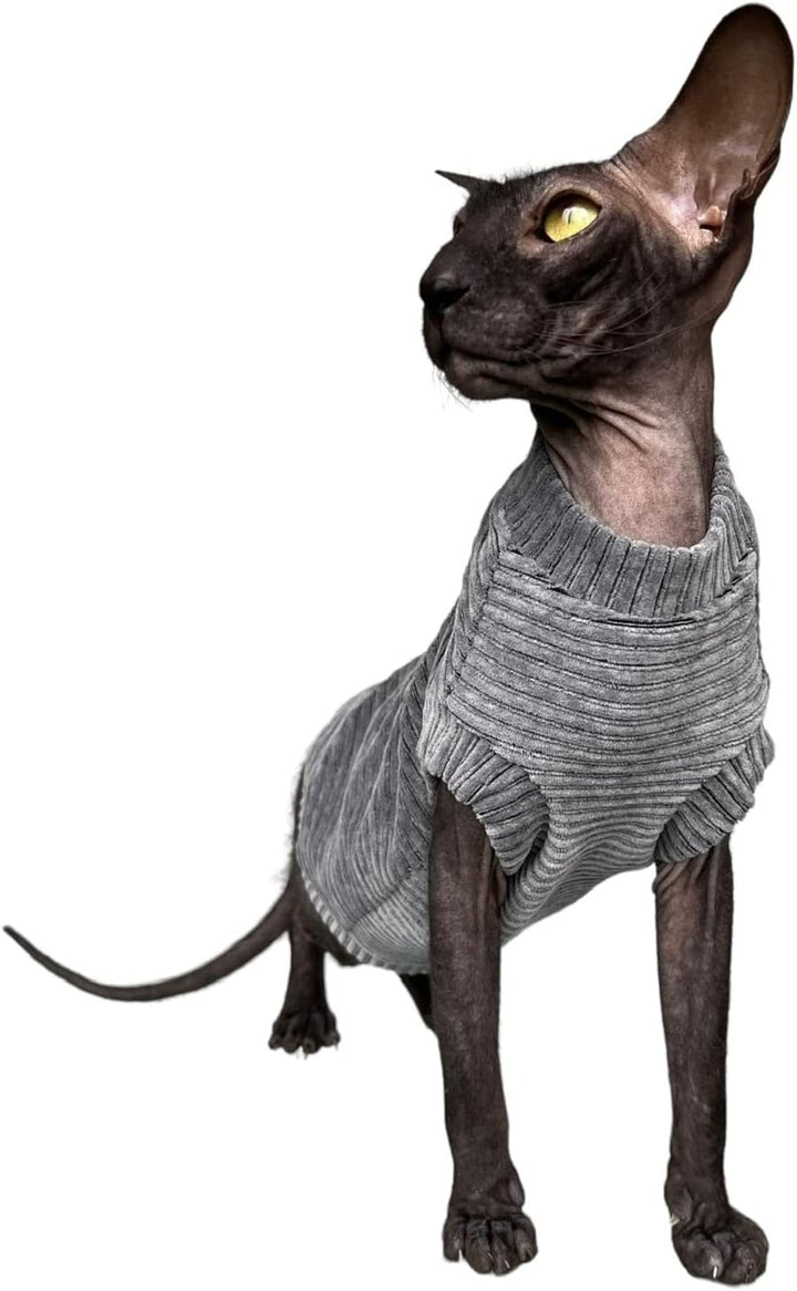 Kotomoda Katzen-T-Shirt aus Cord fьr Sphynx und nackte Katzen (klein, dunkelgrau) Small grau, Small
