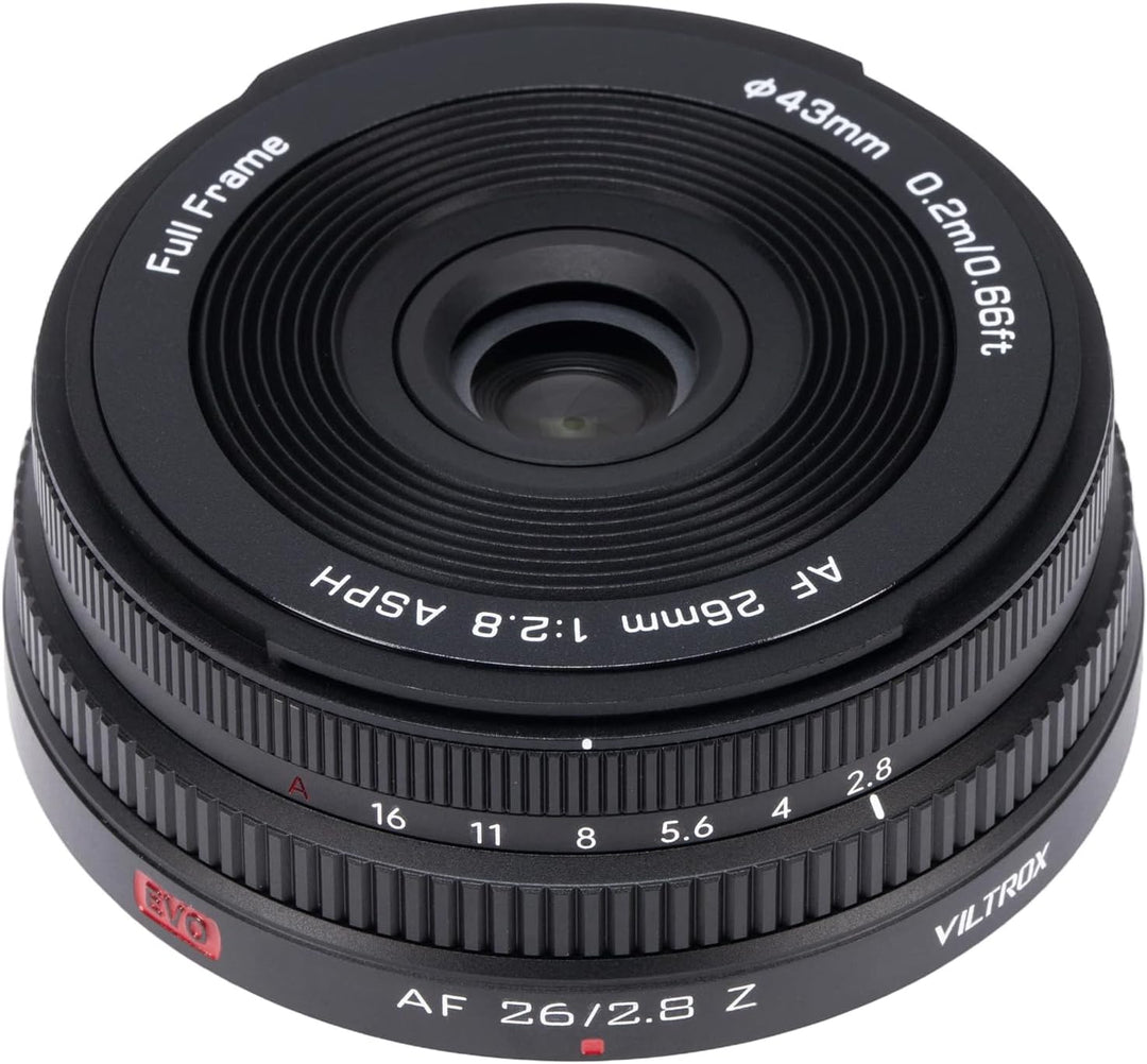 VILTROX 26mm F2.8 EVO Z Pancake Objektiv für Nikon Z | AF 26mm f/2.8 Z, Pancake Autofokus Vollformat