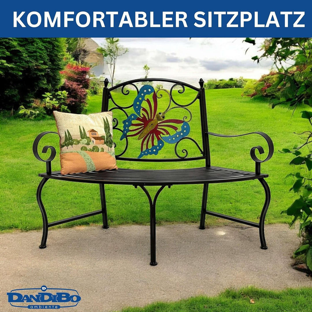 DanDiBo Baumbank Halbrund Wetterfest Metall Braun 96594 Gartenbank Viertelkreis Eisen Bank Garten An
