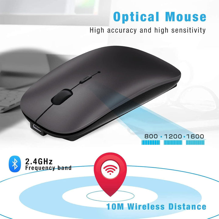 Bluetooth Maus fur Laptop/iPad/iPhone/Mac (iOS 13.3.2 und höher) / PC/Tablet, Wiederaufladbare Leise