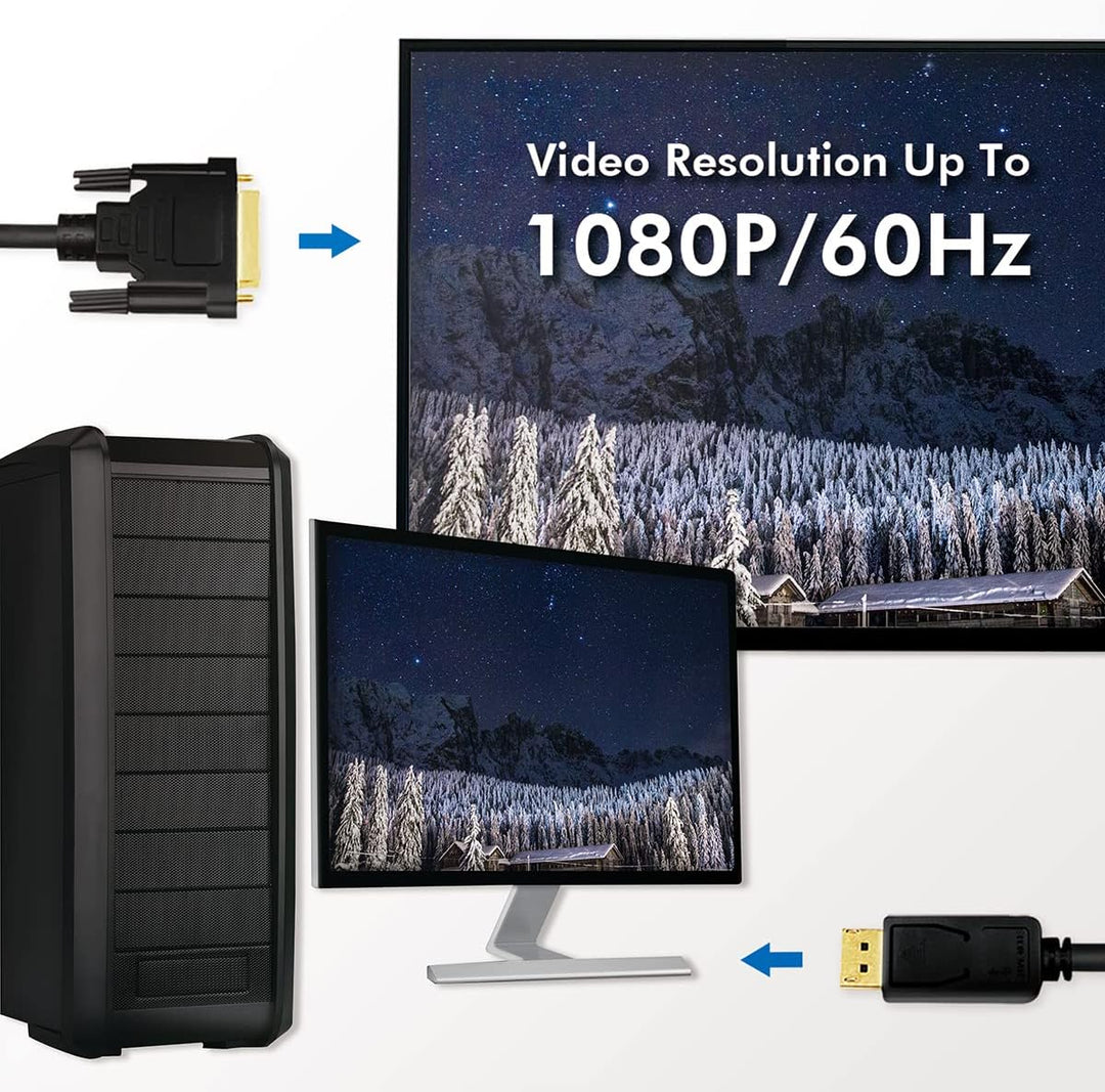 LogiLink CV0130 - DisplayPort (v1.2) auf DVI-D (24+1) Anschlusskabel für FULL HD Auflösungen von 108