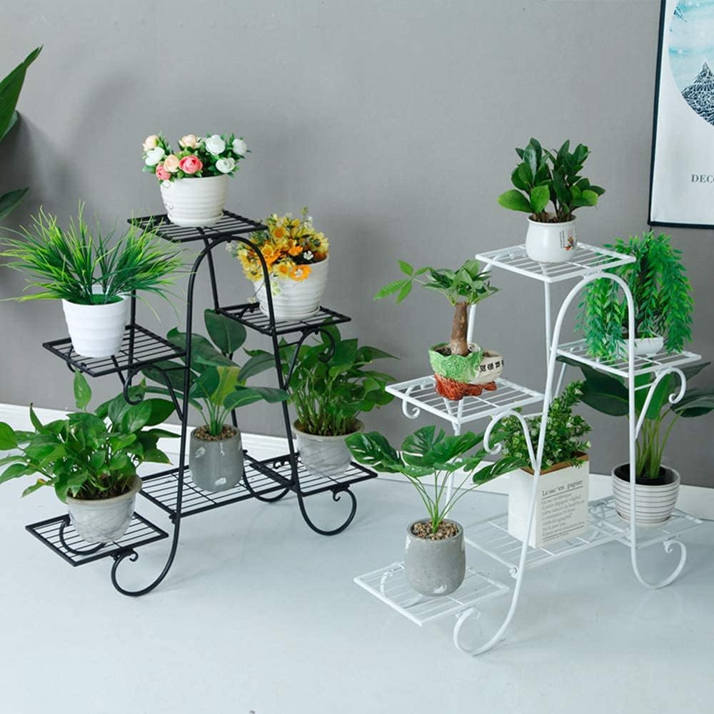 CarolynDesign 6-stöckige Pflanzenständer für drinnen und draussen, Blumentopfhalter Regal für mehrer