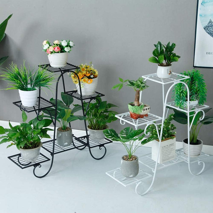 CarolynDesign 6-stöckige Pflanzenständer für drinnen und draussen, Blumentopfhalter Regal für mehrer