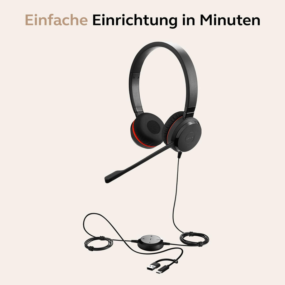 Jabra Evolve 20 SE Stereo Headset - Microsoft Zertifizierte Kopfhörer für VoIP Softphone mit passive