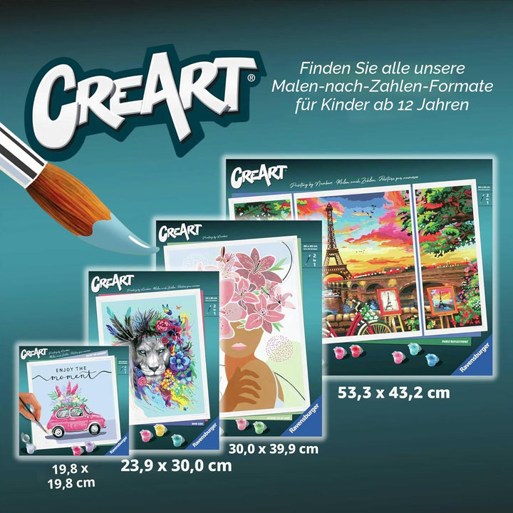 Ravensburger CreArt 20134 - Spiegelbild von Paris - Triptychon Malen nach Zahlen Erwachsene, DIY Mal