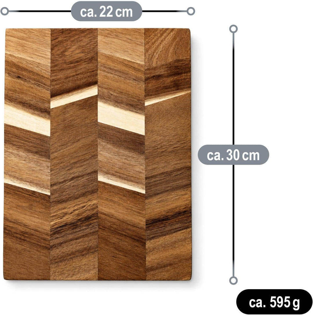 com-four® 30 x Schneidebrett aus Akazienholz 22 cm, Küchenbrett | Servierbrett für Brot - Käse und S