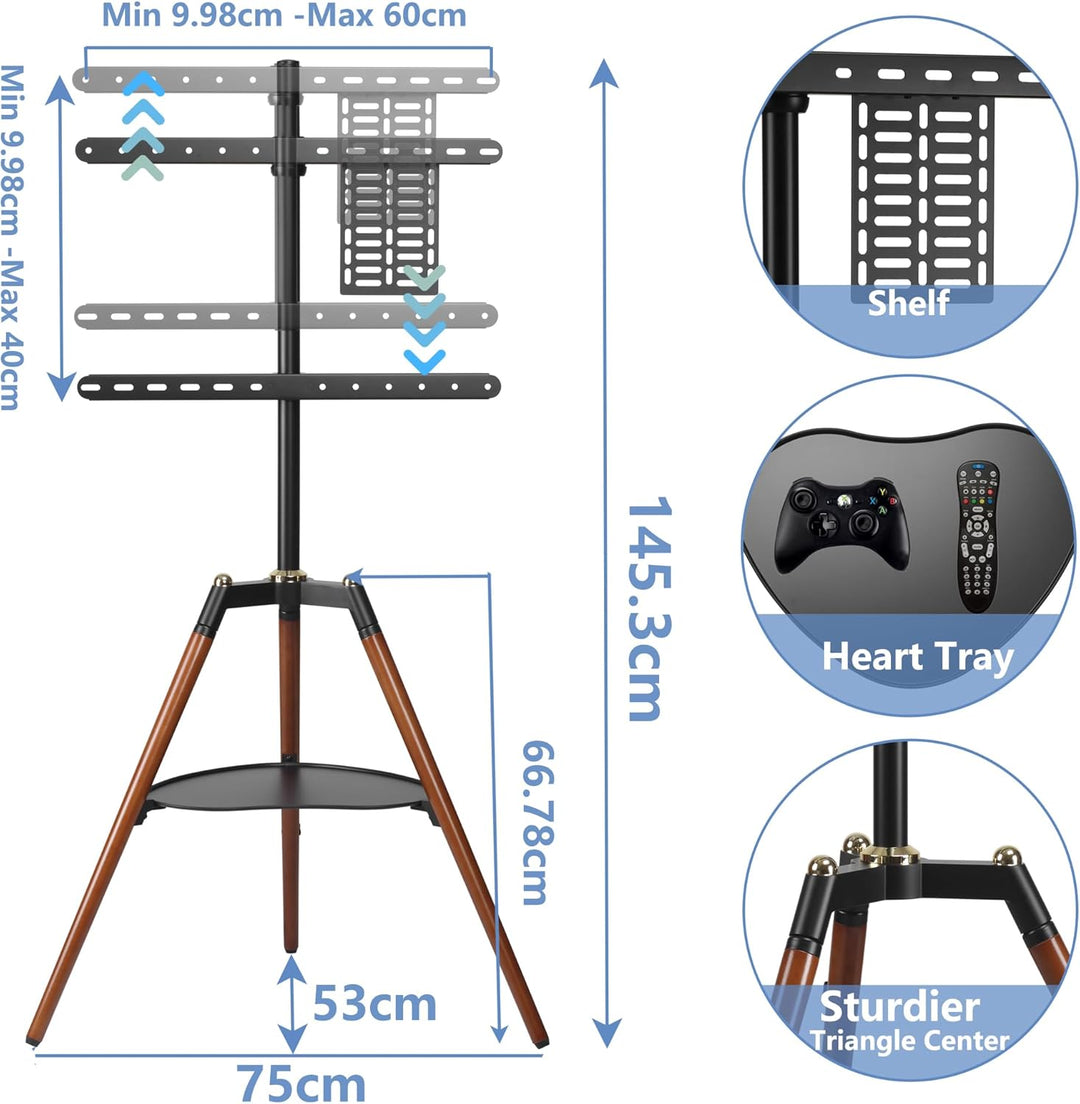 ETHU Ständer Tripod Fernsehständer，TV Stand für 32-65 Zoll Fernseher, Modern TV Standfuss Höhenverst
