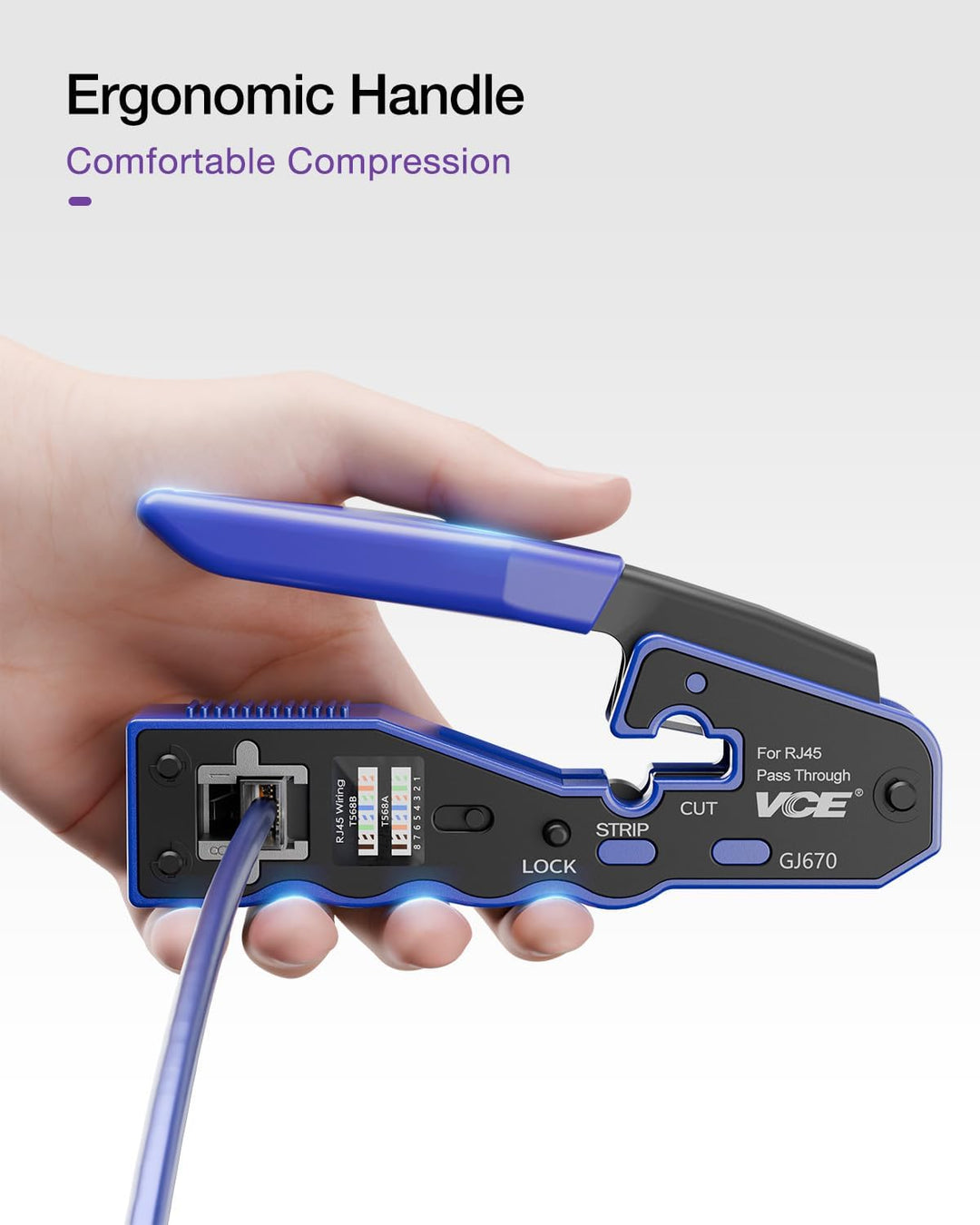 VCE GJ670BL Professionell Netzwerk Werkzeug RJ45 Crimpzange Netzwerkkabelzange