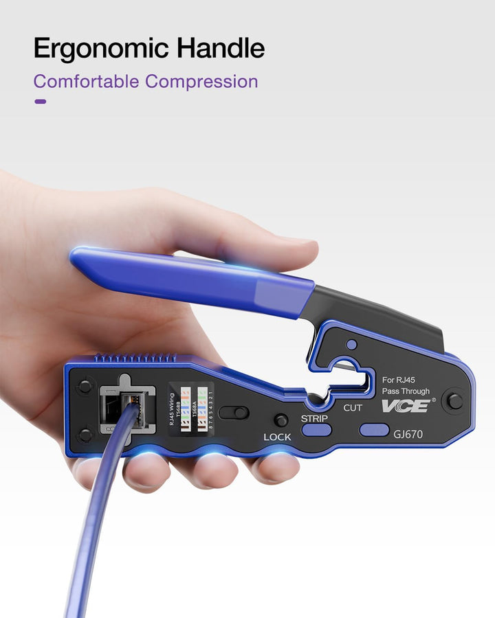 VCE GJ670BL Professionell Netzwerk Werkzeug RJ45 Crimpzange Netzwerkkabelzange