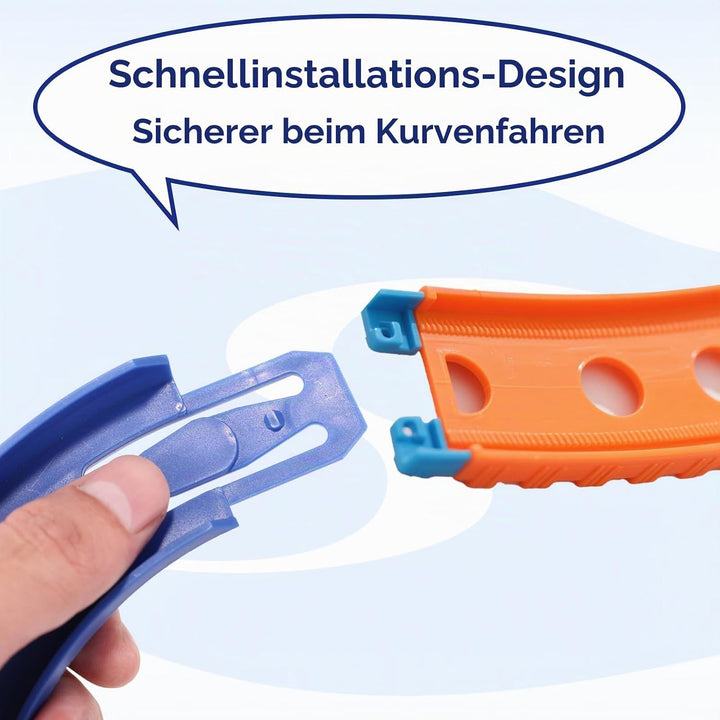 8 Stück Gebogene Schienenstücke Kompatibel mit Hot Wheels Spielzeugautos, ABS Rennstreckenverbinder