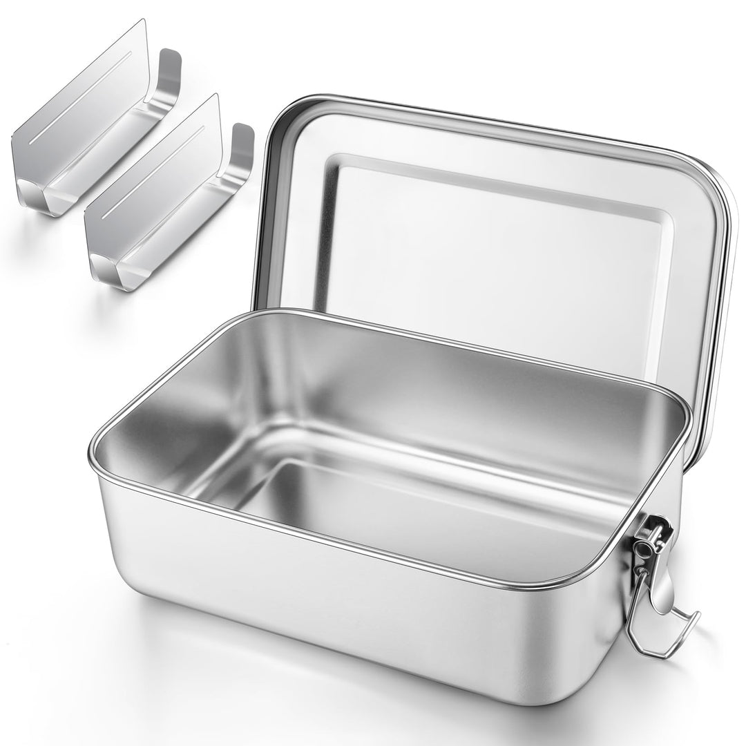 Onader Brotdose mit Fächern, Edelstahl Lunchbox Bento Box Für Kinder Erwachsene, Brotzeitdose mit Ab