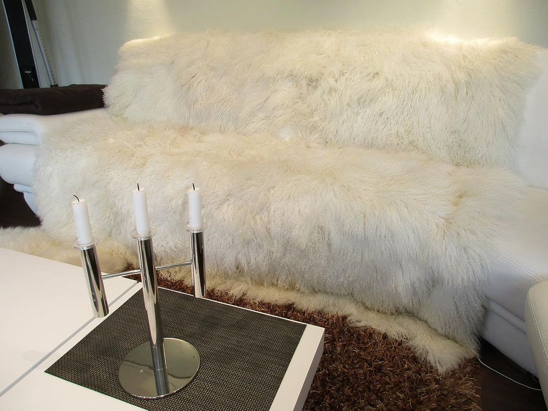 Reissner Lammfelle Tibet Lammfell Bettauflage Couchauflage 90x190cm JAY02 Farbe weiss-weiss 90 x 190