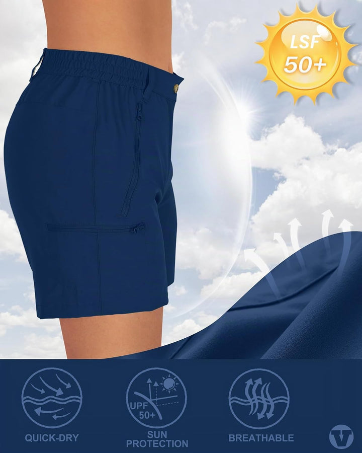 Outdoor Ventures Kurze Hose Damen UPF50+ UV Schutz Wander Shorts Sommer Leicht Trekking Shorts Stret