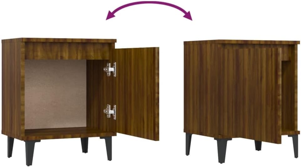 vidaXL Nachttisch mit Metallbeinen Nachtschrank Nachtkonsole Nachtkommode Schlafzimmer Schrank Kommo