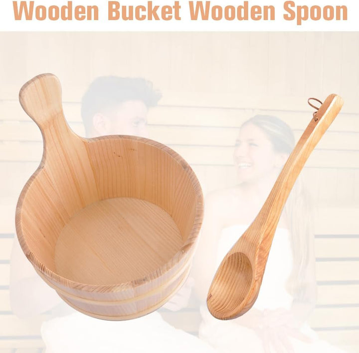 Eimer-Sauna Aus Zedernholz – 4L Spezial-Holzfass Und Holzlöffel-Set Für Sauna, Sauna- Und Trockendam