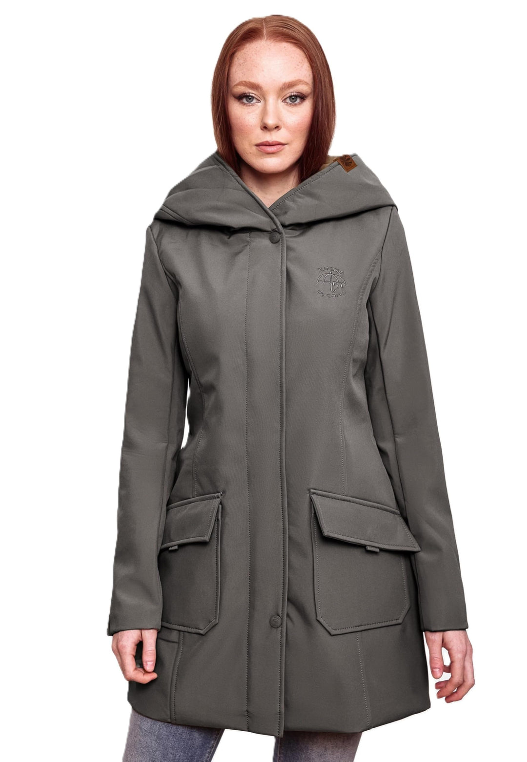 MARIKOO Damen Softshell Jacke Winterjacke wasserabweisend Outdoor lang B856 XS Anthrazit, XS Anthraz