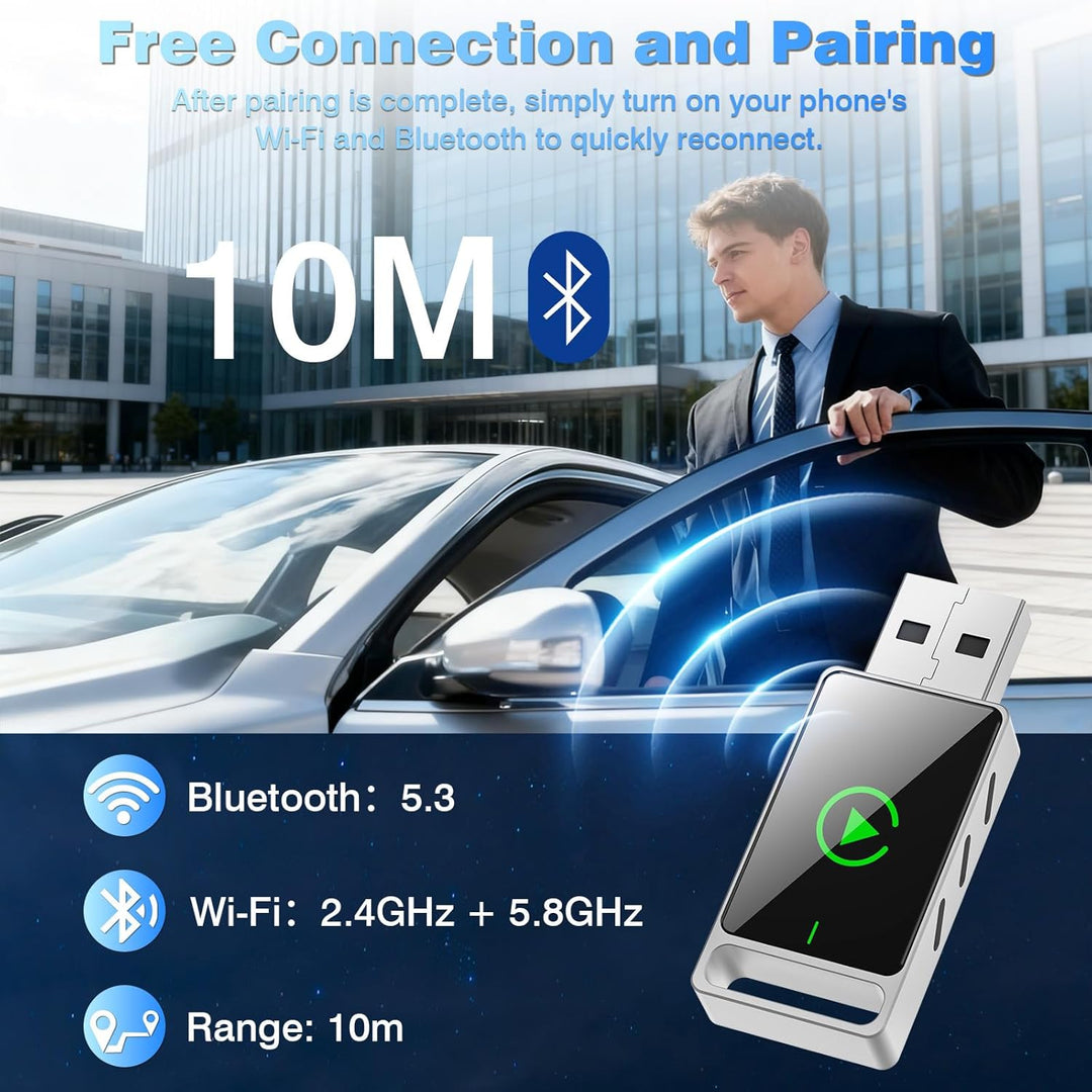 Wireless Carplay Adapter, 2 in 1 Android Auto&Carplay Wireless Adapter, Upgrade von Wired CarPlay au