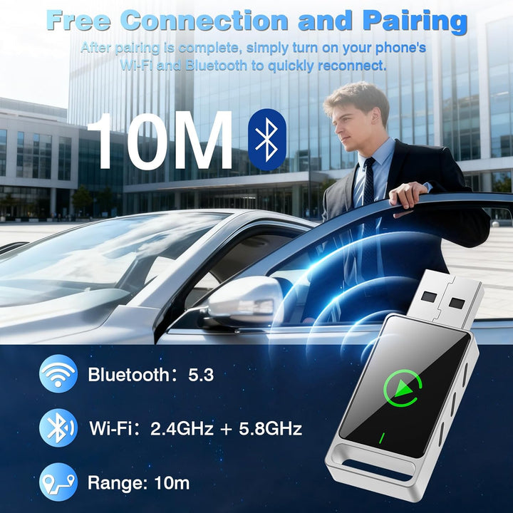 Wireless Carplay Adapter, 2 in 1 Android Auto&Carplay Wireless Adapter, Upgrade von Wired CarPlay au