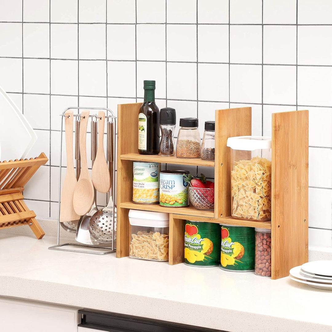 SONGMICS 3 verstellbarer Ablagesystem Tisch-Organizer, platzsparendes DIY-Tischregal, kleines Bücher