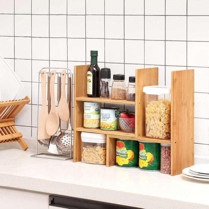 SONGMICS 3 verstellbarer Ablagesystem Tisch-Organizer, platzsparendes DIY-Tischregal, kleines Bücher
