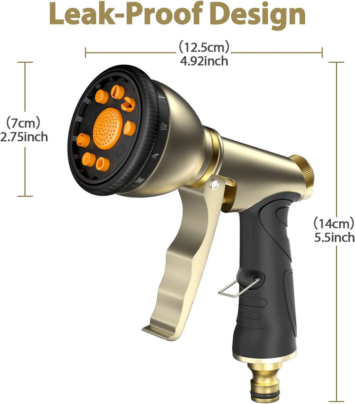 Garten Handbrause Wasserspritze, 100% Robustes Metallgehäuse, mit Einstellbarem Wasserdurchfluss und