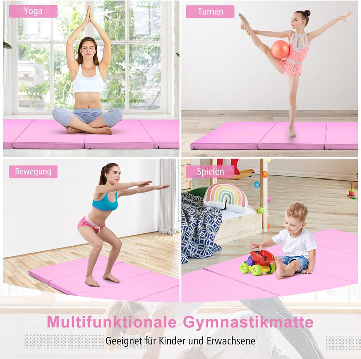 COSTWAY 240 x 120 x 5 cm Weichbodenmatte, Gymnastikmatte klappbar, Yogamatte mit Klettverschluss und