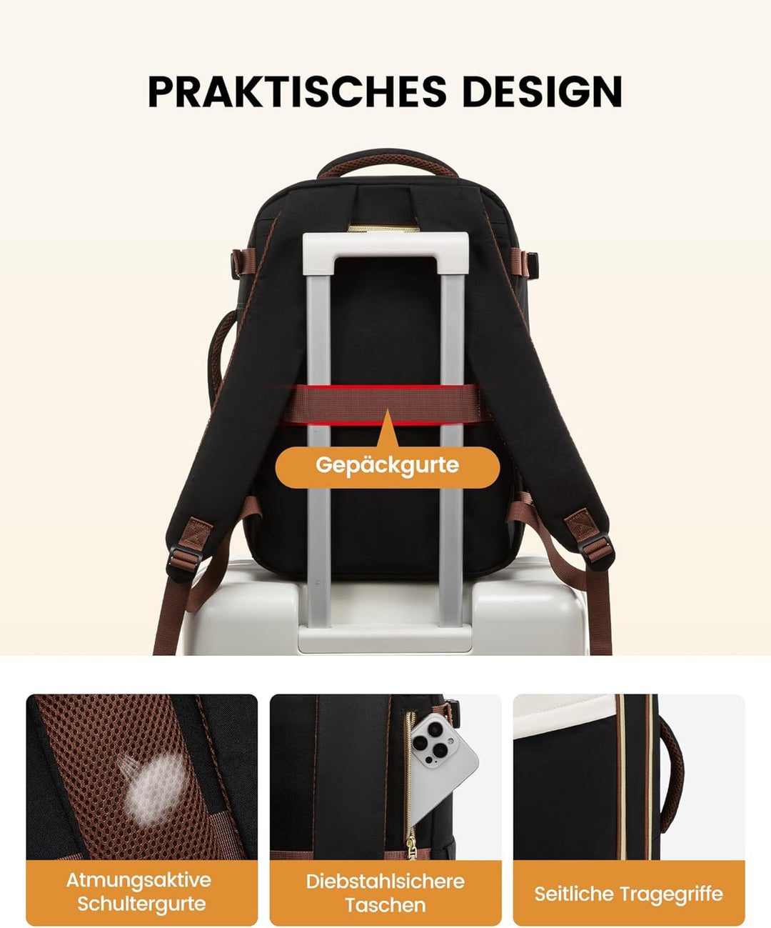 LOVEVOOK Ryanair Handgepäck 40x30x20, 24L Travel Handgepäck Rucksack für Damen und Herren, Ryanair R