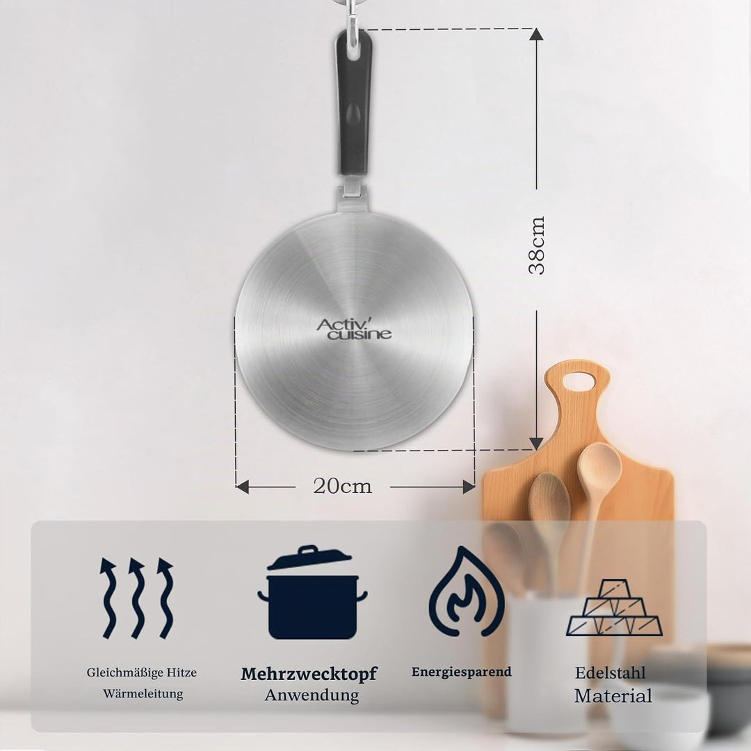 ACTIV CUISINE Induktion Adapterplatte 20 cm Induktionsadapterplatte mit abnehmbarem Griff Moka Induk