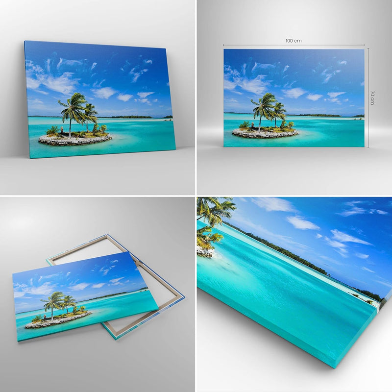 Bilder auf Leinwand 100x70cm Leinwandbild Tahiti Insel Bora entspannend Gross Wanddeko Bild Schlafzi