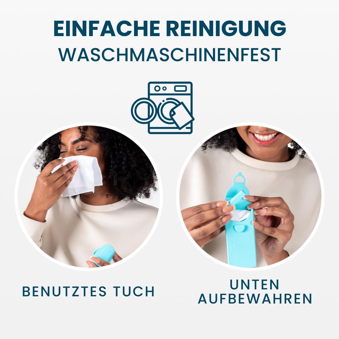 LastTissue® Taschentücher Box - Umweltfreundlich Wiederverwendbare Bio Taschentücher aus Baumwolle (