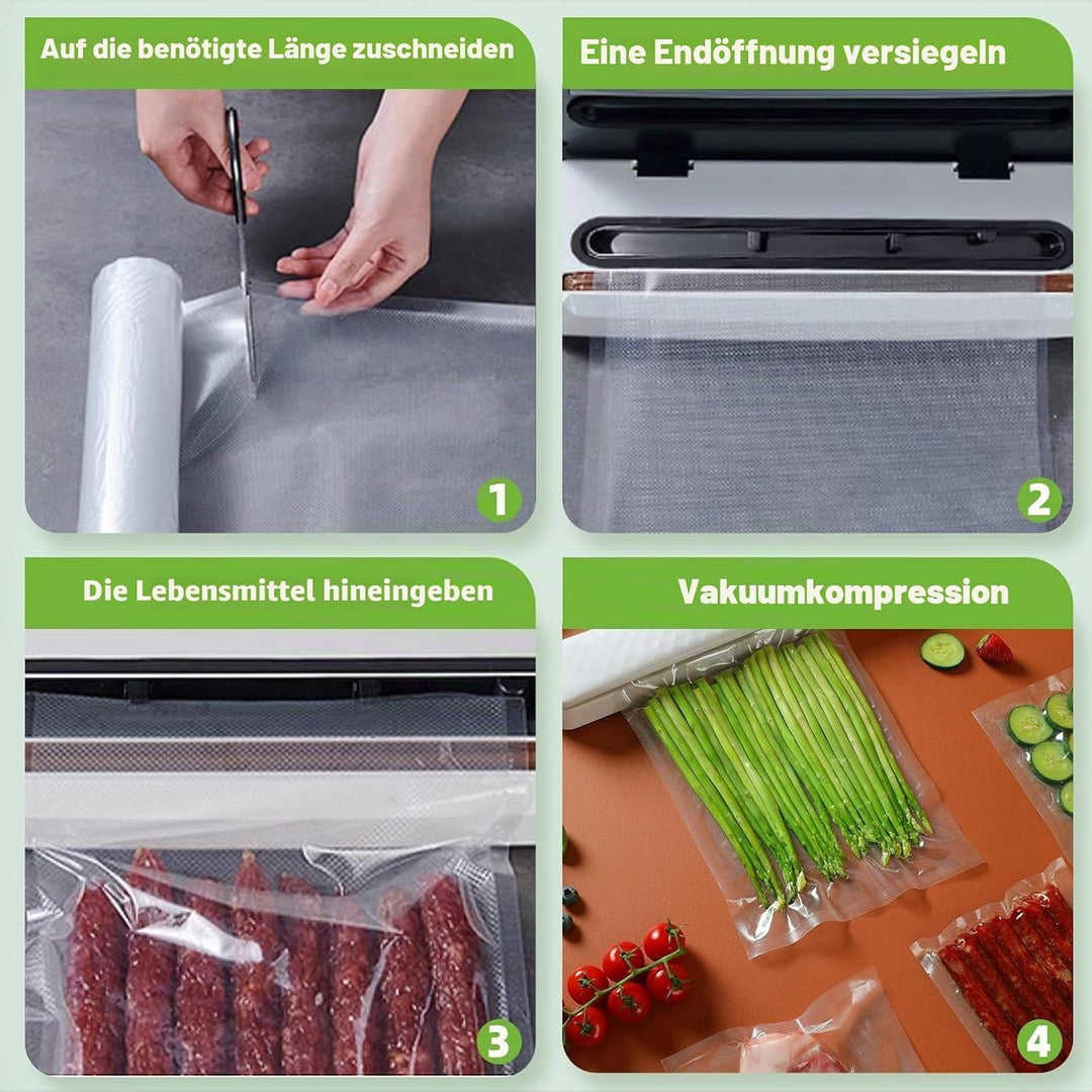 Omtofo Vakuumier Folienrollen, 5 Rollen 15x300cm + 5 Rollen 20x300cm Reissfest, BPA-frei, Vakuumbeut
