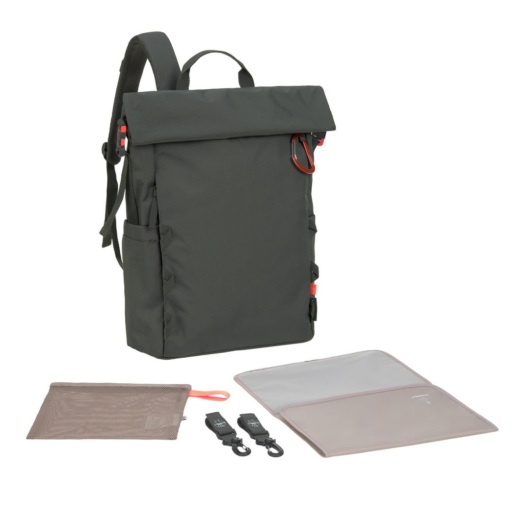 LÄSSIG Baby Wickelrucksack Wickeltasche Rucksack mit Wickelunterlage, Kinderwagenbefestigung, Flasch