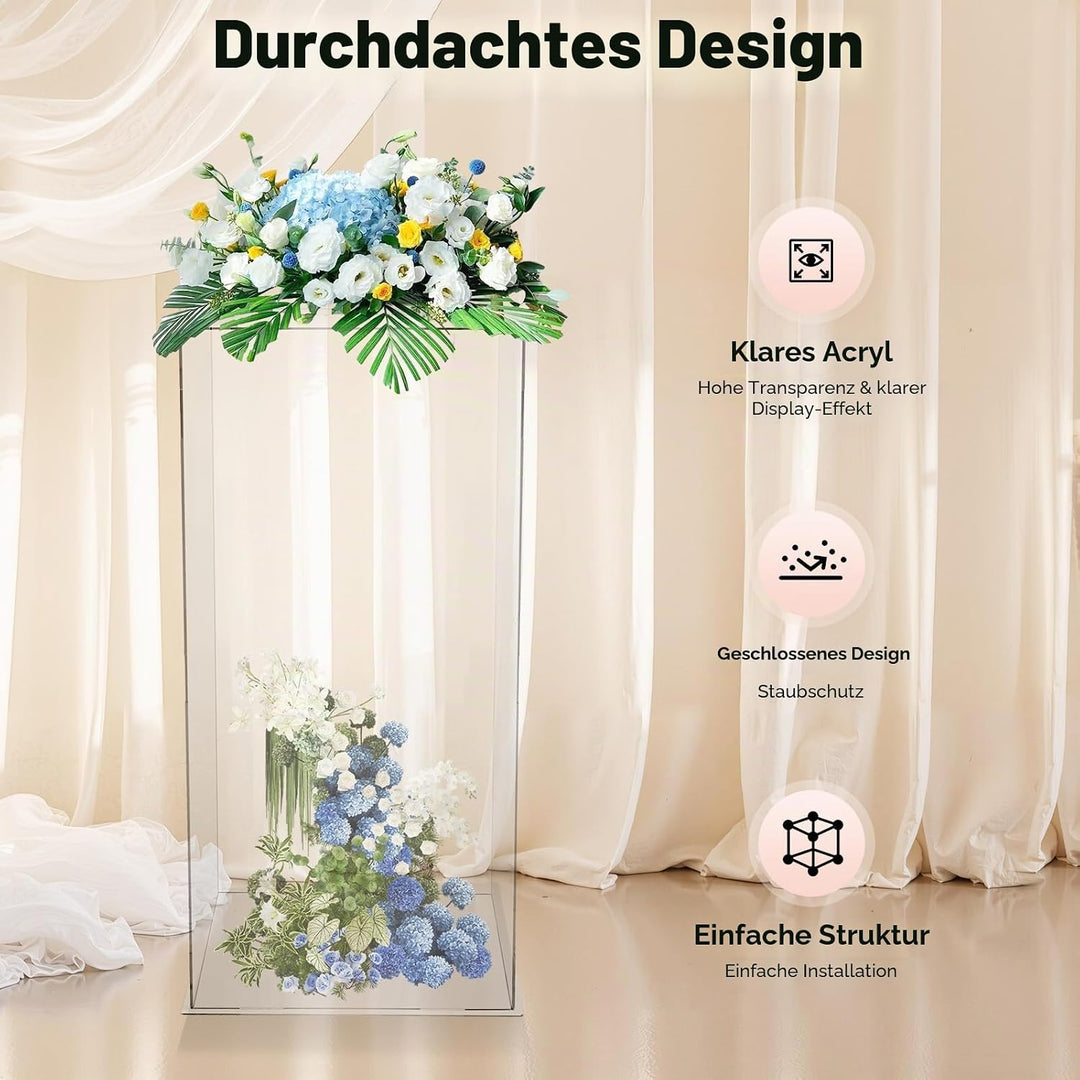 Acryl Präsentationsständer Transparent 60cm – Moderner Display Ständer für Blumen, Deko, Sammlerstüc
