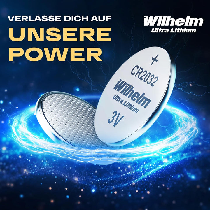 100 x CR2032 Wilhelm Blisterpack Knopfzelle Batterie Lithium 3V CR 2032