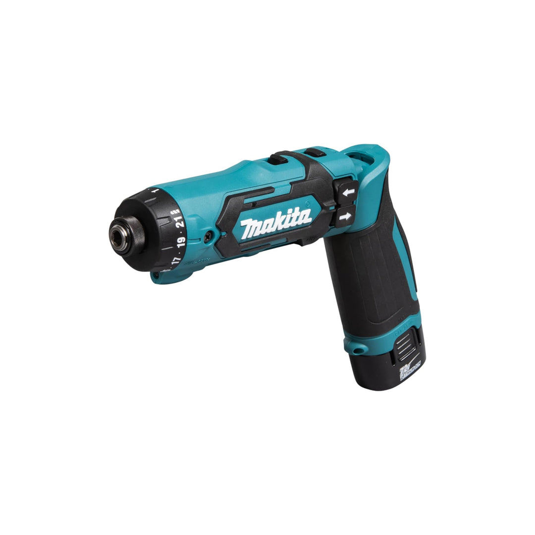 Makita DF012DSE Akku-Knickschrauber (7,2 V, Akkus/Ladegerät im Transportkoffer, 30 W, 7,2 V) schwarz