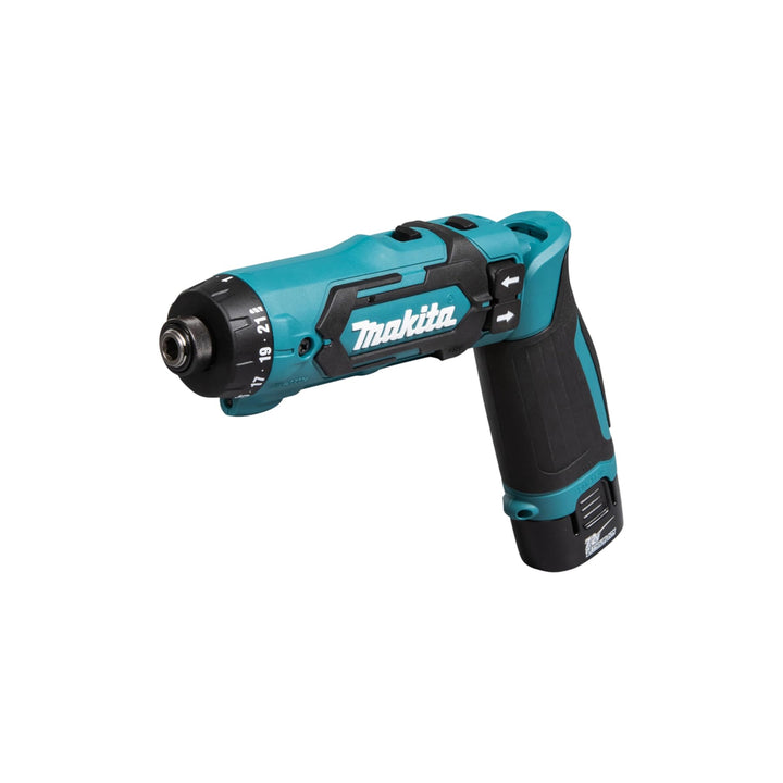 Makita DF012DSE Akku-Knickschrauber (7,2 V, Akkus/Ladegerät im Transportkoffer, 30 W, 7,2 V) schwarz