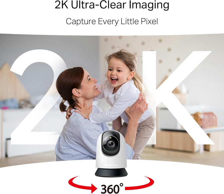 TP-Link Mercusys MC210 2K 3MP Überwachungskamera Innen 360°, WLAN 2,4GHz, Nachtsicht, Zwei-Wege-Audi