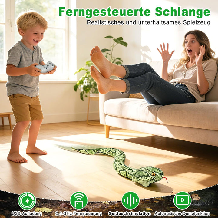 Ferngesteuerte Schlange, 64cm RC Ferngesteuert Pythonschlange, Schlange Spielzeug Elektrisch Land un