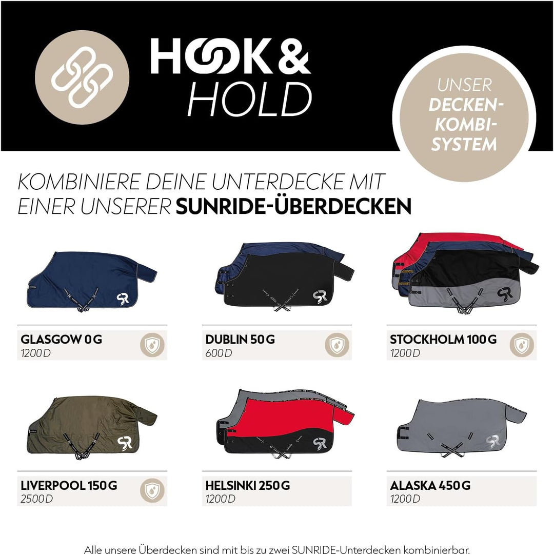 SUNRIDE Unterdecke 150g für Pferde - flexibel kombinierbar mit unseren Winterdecken und Regendecken