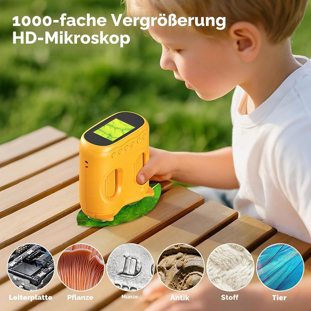 2 in 1 Mikroskop und Teleskop, Mikroskop für Kinder, tragbares Taschen Mikroskope, 1000 x Handmikros