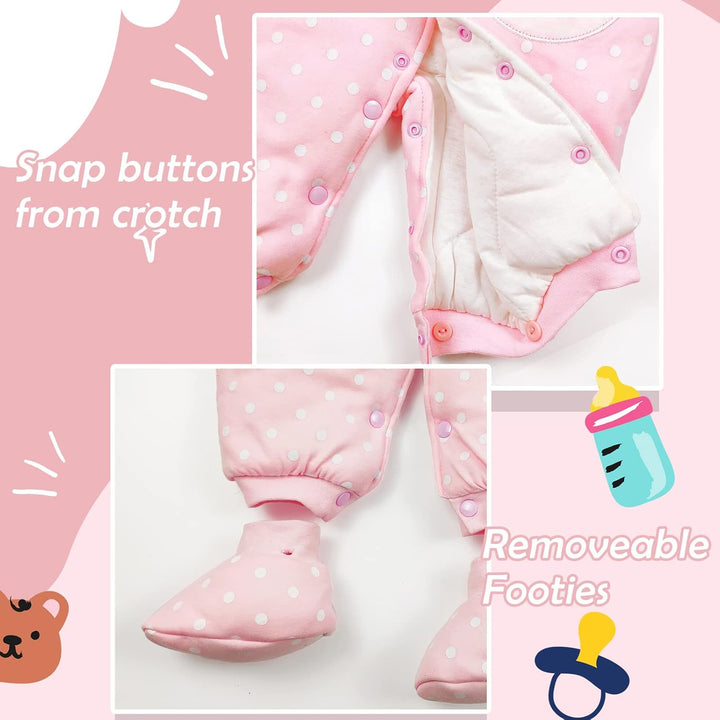 Baby Mädchen Overall Mit Kapuze Footies Strampler Schneeanzüge Karikatur Jumpsuit Winter Kleidungsse