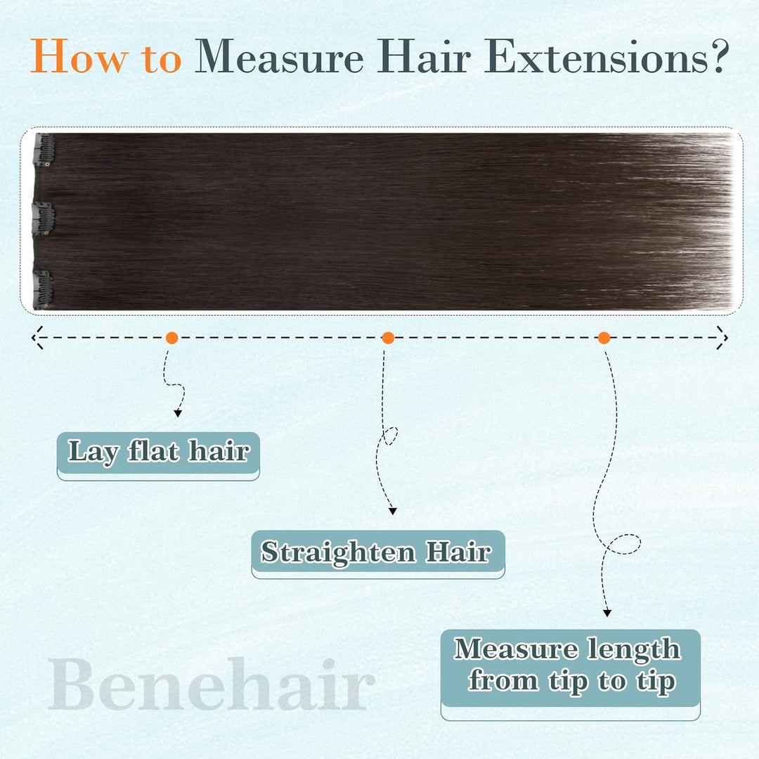 Benehair Clip in Extensions Echthaar, 8 Stück 100% Remy Echthaar Extension 50g, Naturschwarz Haarver