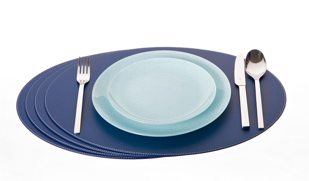 Nikalaz Oval Platzsets aus Recyceltem Leder, 4 Stück Tischsets, Tisch-Matten, Platzdeckchen 45.7 x 3