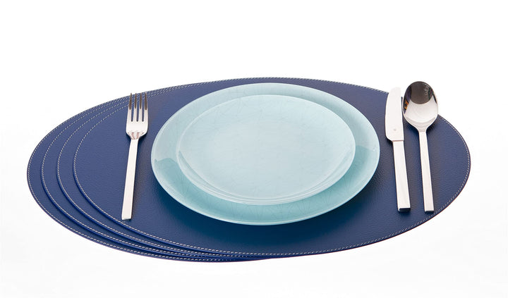 Nikalaz Oval Platzsets aus Recyceltem Leder, 4 Stück Tischsets, Tisch-Matten, Platzdeckchen 45.7 x 3
