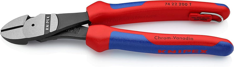 Knipex Kraft-Seitenschneider schwarz atramentiert, mit Mehrkomponenten-Hüllen, mit Befestigungsöse z