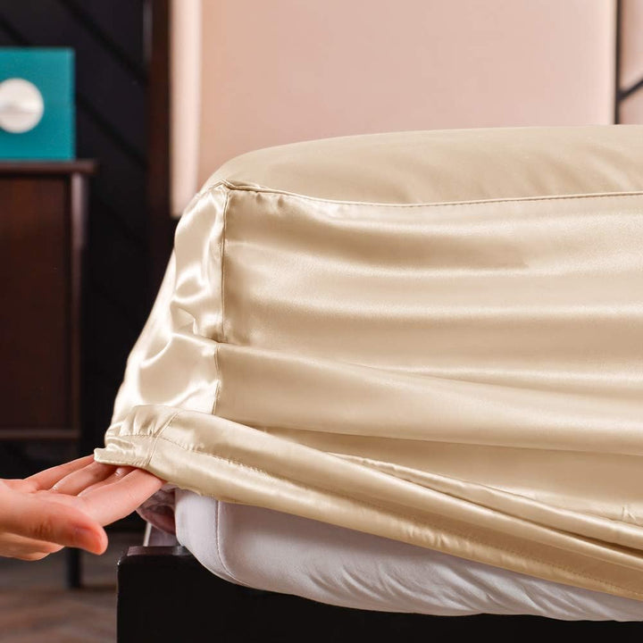 THXSILK Seide Spannbettlaken Spannbetttücher Seide Bettlaken 100% Maulbeerseide 19 Momme mit Rundumg