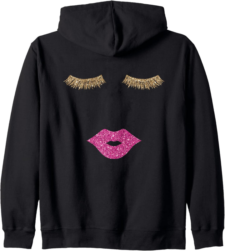 Niedliches Sommer-T-Shirt, Wimpern Lippendruck, Wimpern und Lippen Kapuzenjacke