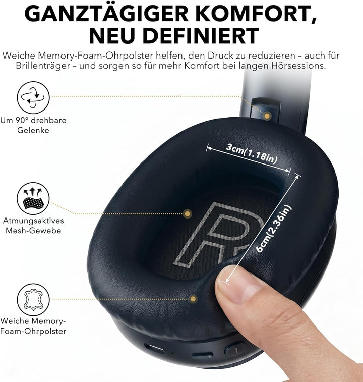 1Mii E700 Kabellose Bluetooth Over-Ear-Kopfhörer mit Active Noise Cancelling, Hi-Res Audio LDAC/aptX