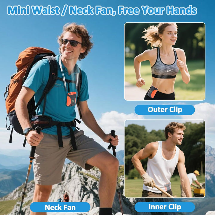 Uplayteck Taillen Clip Ventilator Mini, 100 Geschwindigkeiten, 165g, leicht und tragbar, 36000 U/min