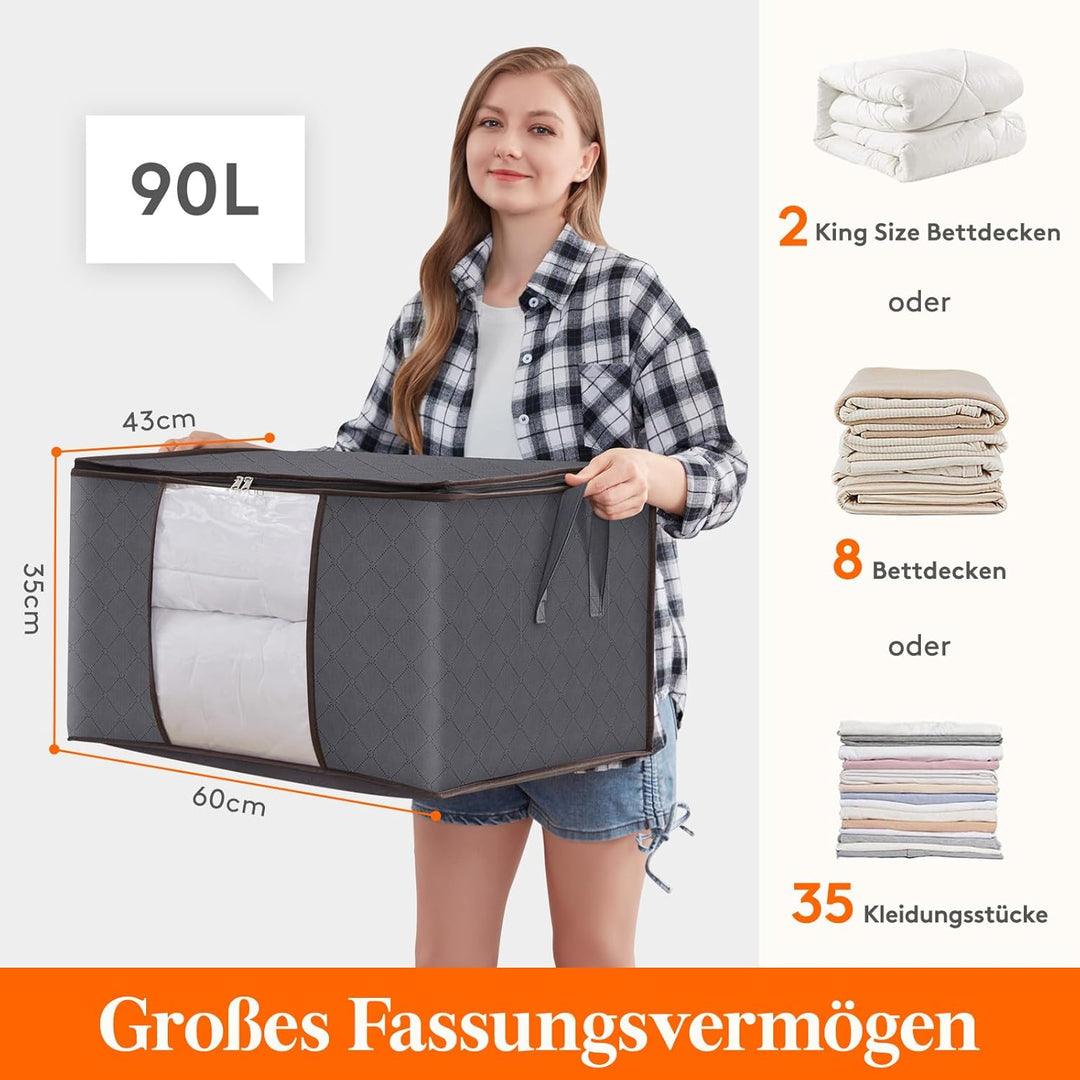 Lifewit 8 Stück 90L Aufbewahrungstasche, Aufbewahrungsbox mit Deckel, Gross Kleideraufbewahrung Umzu